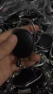 (N) 1PC Black Wire Rope Keychain Keyring Steel Cord 60cm Retractable ID Card Holder