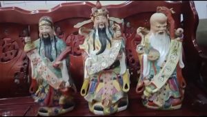 3 in 1 Rupang Patung Dewa Fu Lu Shou Fuluso Hok Lok Siu 福祿壽 福禄寿 - 22 inch - Keramik