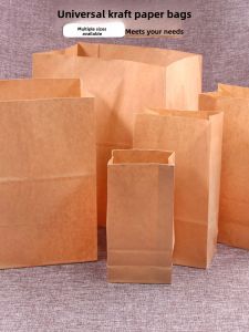 Bakery Bread Packaging Bags Nut Toast Paper Bags Food Fast Food Bag Cookie Square Bottom Paper Bag Kraft Paper Packing Bag