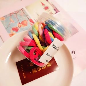 50pcs ไม่มีรอยต่อสีดํา JERSEY Hair TIESน่ารักสีทึบผู้ถือหางม้า ไม่มีความเสียหายแถบยืดหยุ่นสําหรับหนาHeavy & CURLY ผม