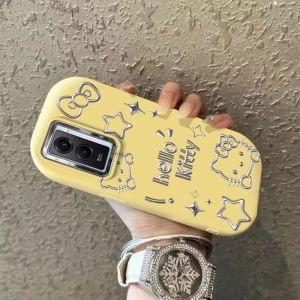 Full Screen Hello Kitty for Vivoy55s Phone Case Vivoy50 Womens Good-looking Cute Minimalist Internet Hot New Niche Style Phone Case Cartoon Metal Frame Silicone Protective Case