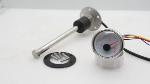 52MM 0-190 Ohm Fuel Level Gauge With Alarm Light + 100-500mm Fuel Level Sensor Water Level Tank Fuel Indicator For Car Marine Boat Camper