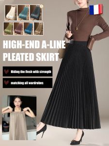 Smooth Pleated Skirt Long Halfbody Skirt Multicolor Draped Aline Large Swing Skirt