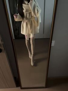 CHANGTONG | Elegant Style Belted Tweed Coat