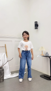 CELANA KULOT ANAK PEREMPUAN 12 TAHUN BAHAN JEANS BIRU SNOW PINGGANG ELASTIS TERKINI