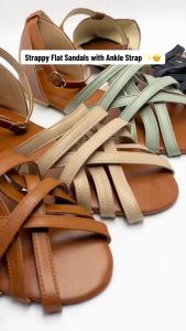 Sandals for Women Best Seller Made Strap Sandals Net Semi Gladiator Flat Sandals Slip-Ons Sandals Sandals Korean Flat Sandals for women on sale without heel Sandals Strap for women on sale