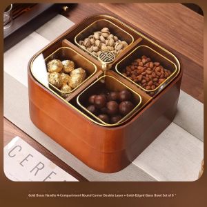 CRISTALGLASS | Traditional Chinese Snack Storage Box Wooden Lid