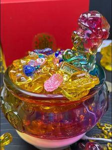 FENG SHUI Lucky Cat 招财猫 黄水晶 Yellow Crystal God of Wealth 招財貓 擺設 招财摆件 金蟾 財神爺 擺件 貔貅 擺設品 招财 五路财神 招财进宝 财源滚滚