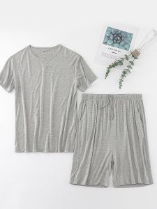 Short Sleeve T-shirt Shorts Set Middle-Aged and Elderly Pajamas Home Wear Modal plus Size Thin 100.00kg Loose