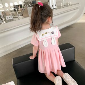 Summer Princess Dress for Girls 2024 New Style Versatile Kids Skirt Short Sleeve A-Line Dress Baby Clothes Toddler Girls Dress