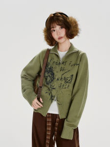 Áo Cardigan In Hình Phong Cách Mỹ Cổ Điển