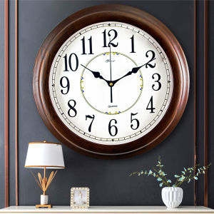 Modern Minimalist Red Oak Wooden Quartz Wall Clock Silent Living Room Decor round Shape Home Accessories Artisan Crafted