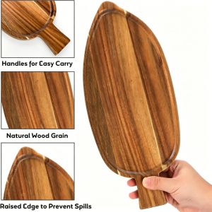 1/2 high-quality solid wood leaf shaped tray waterproof wooden steak sushi grilled meat food Acacia wood tea tray