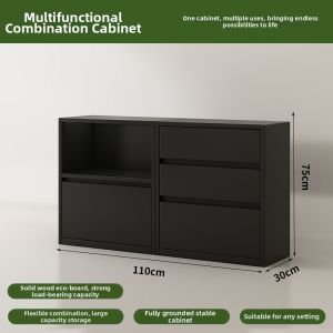 OYIla | Vintage Black Modular Half-wall TV Console Storage Cabinet