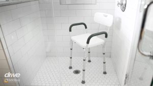 Non-Slip Aluminum Alloy Elderly Shower Chair with Back and Padded Armrests Rust-proof aluminum alloy shower chair