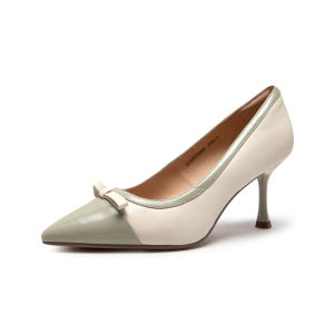 รองเท้าส้นสูงทรงหัวแหลมแบบสวมสบายสำหรับผู้หญิงในช่วงฤดูใบไม้ผลิ รองเท้าส้นเดี่ยวแฟชั่นแบบเงียบๆ ด้านนอกทำจากหนังแกะ ทรงหัวแหลม รองเท้าส้นเดี่ยวแบบสวมสบาย