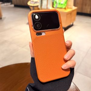 Black Red Contrast Color Lychee Pattern Leather-Like Electroplated Full Protection Shockproof Phone Case