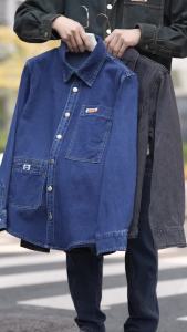Fashion Denim Shirt Mens Retro Large Pocket Design Loose Casual Simple Autumn Long-sleeved Cargo Cowboy Shirts Korean