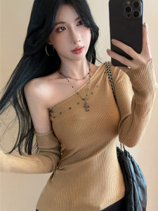 Áo Len Dệt Kim Ôm Vừa Vặn Thời Trang Đầu Thu Dành Cho Nữ Áo Khoác Ngoài Dài Tay Thời Trang Thiết Kế Mỹ Áo Thun Nữ