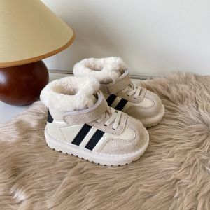Baby Boy Cotton Shoes 0-1 Year Old Half Girl Fleece-lined Thickening Thermal Cotton Shoes Boys and Young Children Non Slip Soft Bottom Toddler Shoes 2