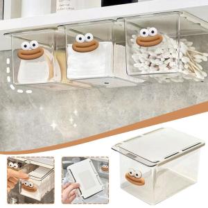 Transparent Bathroom Cotton Stick Makeup Cotton Bathroom Pull-Out Storage Drawer Style Storage Box Under The Mirror Cabinet