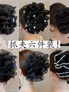2023 New Pearl กิ๊บติดผม ผู้หญิง เรียบหรู Multi-layer Butterfly Knot คลิปฉลามขนาดใหญ่พิเศษสําหรับด้านหลังศีรษะ สไตล์เกาหลี