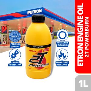PETRON 2T Powerburn 1L - High-Performance 2-Stroke Motorcycle Oil for Autolube Systems Low Smoke