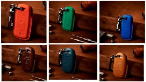 Bao Da Chìa Khóa Handmade Hyundai Accent 4 Nút Ép Phôm Da Bò Thật