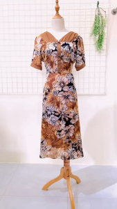 Đầm Họa Tiết Trung Niên Cao Cấp Vải Voan Chiffon Dáng Dài Sang Trọng Quý Phái Cực Xinh Bigsize U40 u50 u60 Lt639