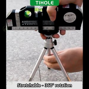 TIHOLE 4 in 1 Infrared Laser Level Tripod Horizontal Vertical Cross laser ruler lazer light laser line level 2.5m measurement tape digital machine