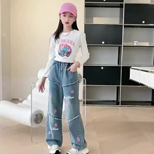 5-16 Years Girls Jeans: Wide Leg Trousers & Loose Baggy Pants