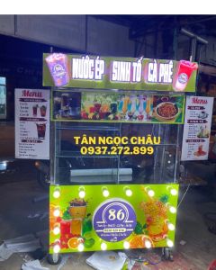 Xe Trà Sữa Nước Ép 1m2 Đèn nét chữ nổi siêu sáng đã bao gồm thiết kế và đèn cơ khí Tân Ngọc Châu 0937.272.899