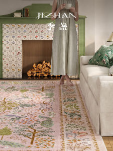 French Vintage Country Style Pink Floral Washable Rug for Girls