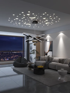 Sunshine LED โคมไฟระย้าโคมไฟระย้าห้องรับประทานอาหารทรงกลม ที่ทันสมัยโคมไฟเพดานห้องนั่งเล่นโคมไฟจี้