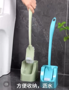 ZH405 Toilet Brush Holder Rack Set Double-Sided Soft Brush Head with Fixed Base Set