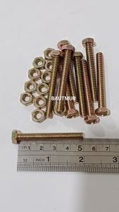 Baut Mur Kuning - Baut 10/6mm x 5cm (Paket 25pcs