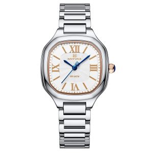 NAVIFORCE Brand 5042 Classical Elegance Fashion Quartz Wristwatch  Square Exquisite Dial Stainless Steel Strap Design Women Watch