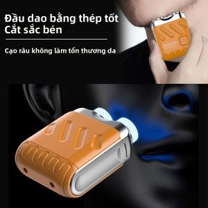 Máy Cạo Râu Điện Cầm Tay Cho Nam Xoay Kép Sạc USB Thiết Kế Thông Minh Có Nam Châm Pin Sạc Tiện Lợi Khi Đi Du Lịch
