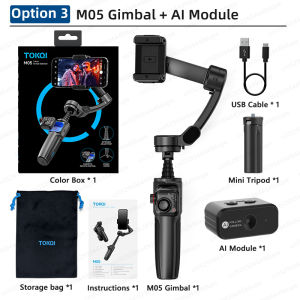TOKQI | TOKQI 3-Axis Gimbal AI Tracking Stabilizer for Smartphone Anti-Shake Shooting Video Extendable Selfie Stick with Mini Tripod