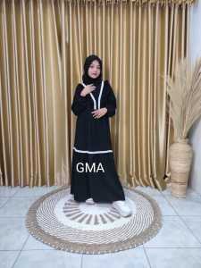 Gamis anak Hitam Set Jilbab 3-15 Tahun Cocok Buat Anak Ngaji Dan Sehari - hari