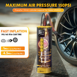 CARSUN Roadside Emergency Tire Inflator 12V 150PSI Portable Air Compressor Auto Shut-off LED for Car Motorcycle Bicycle Ball CE