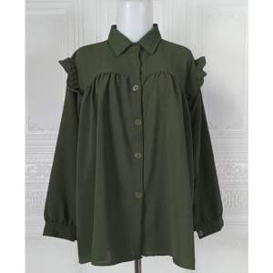 Eurigo - Yuka Atasan Kemeja Blouse Wanita Crinkle Ariflow Busui / 387-6991