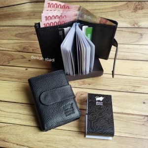 Dompet kartu kredit Kulit Sapi Asl Kancing bfl