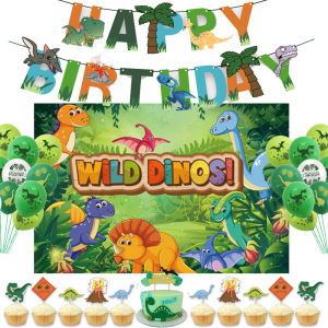 Trang Trí Tiệc Sinh Nhật Khủng Long Cho Bé Bìa Phông Balloons Hoạt Hình Tượng Đài Bánh Cây Cột Cờ Trang Trí Phòng Khách