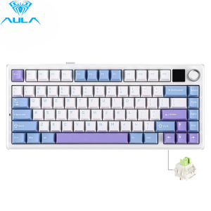 AULA | AULA F75 MAX Gaming Mechanical Keyboard RGB PBT Keycap 2.4G Wireless BT/Wired Hot-Swap Office Keyboard with TFT Screen