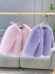Autumn Winter Thickened Cotton Fur Coat for Girls Cute Versatile New Year Celebration Little Fragrance Style Korean Version