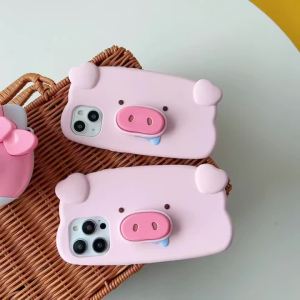 🔥【Readystock】 + FREE Shipping+ COD 🔥Cute Pig Nose Stand Case For iPhone 16 Pro Max 15 14 13 12 11 XS XR Pro Max Mini 7 8 Plus Se Soft Silicone Shockproof Cover Skin
