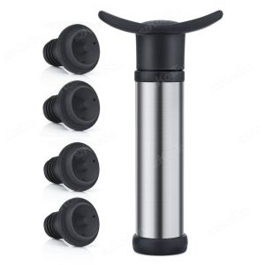 Nút Bịt Chai Rượu Silicon Đen Có Bơm Chân Không Khóa Khí Bộ Phận Tạo Bọt Khí Chất Liệu Cao Su Thân Thiện Với Môi Trường Giúp Giữ Rượu Tươi Ngon