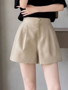 Glossy Thin Ice Silk A-Line Wide Leg Shorts Women plus Size High Waist Slimming Breathable Pants Summer 2024 Casual Trousers