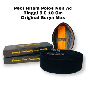 Peci Songkok Hitam Surya Mas Non Ac Tinggi 8 9 10 Cm Lengkap Ukuran Anak Dan Dewasa